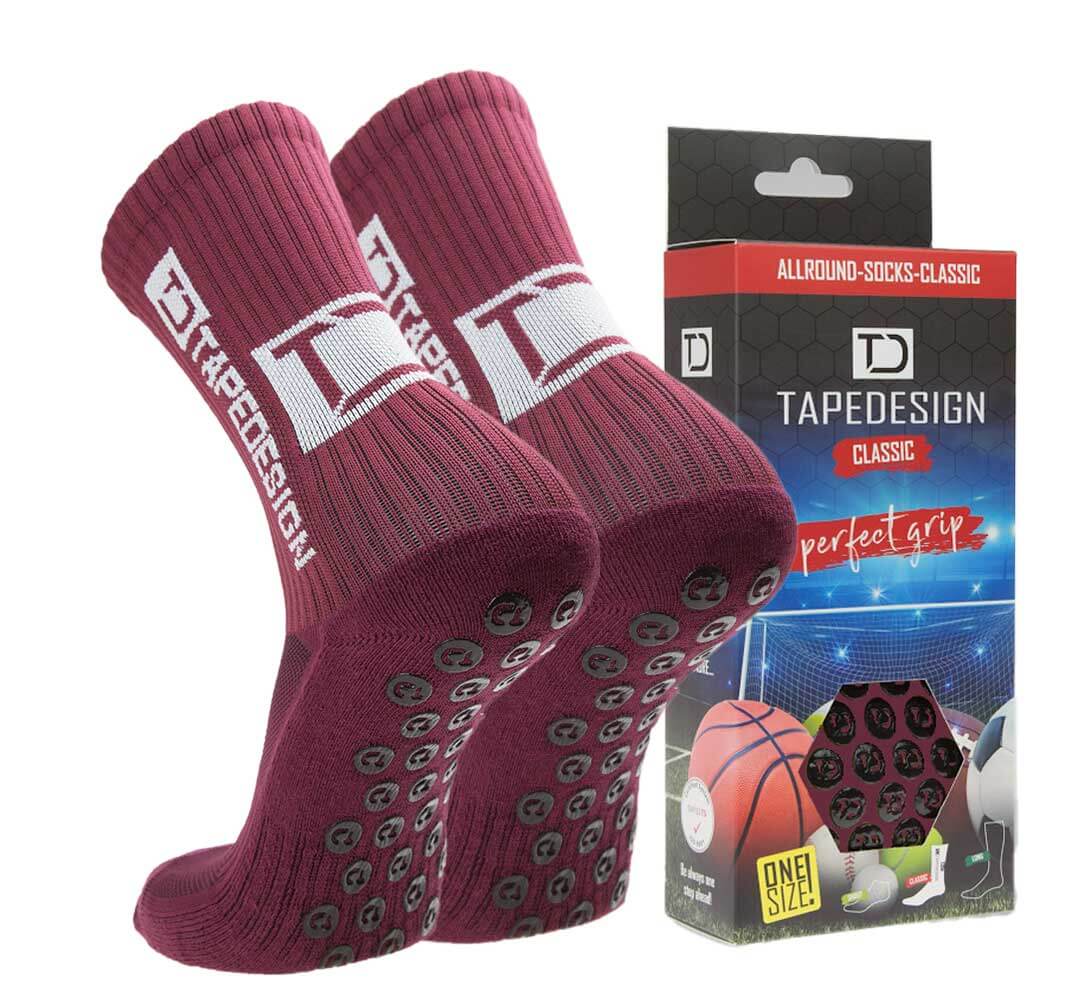 Dunkelrote Tapedesign Socken