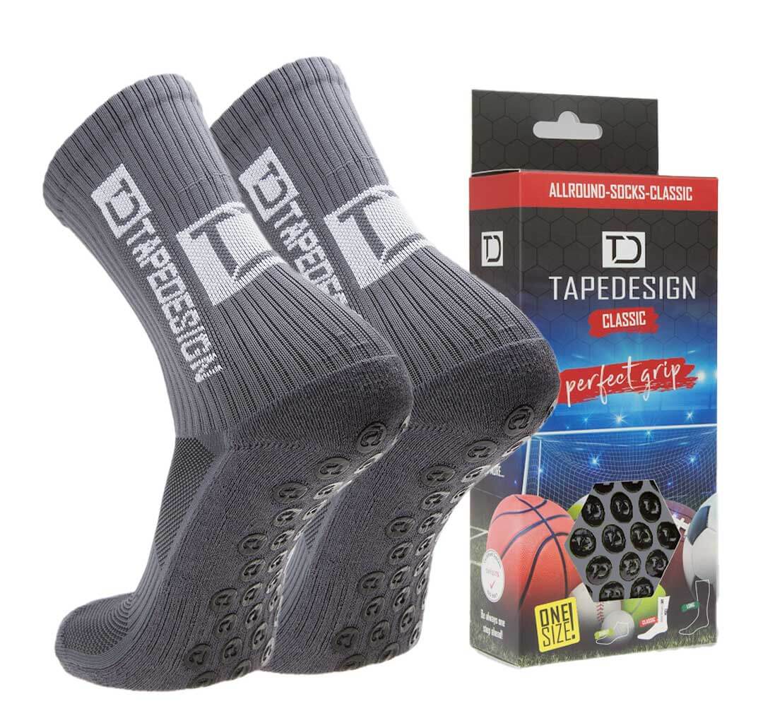 Dunkelgraue Grip Tapedesign Fussball Socken