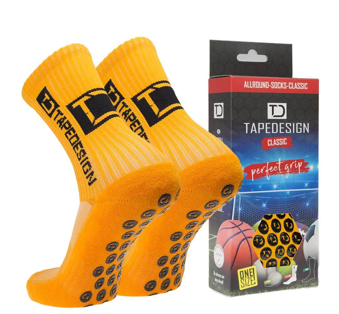 Tapedesign Gripsocken Fussball Orange – rutschfeste Fussballsocken mit Grip-Noppen für besseren Halt
