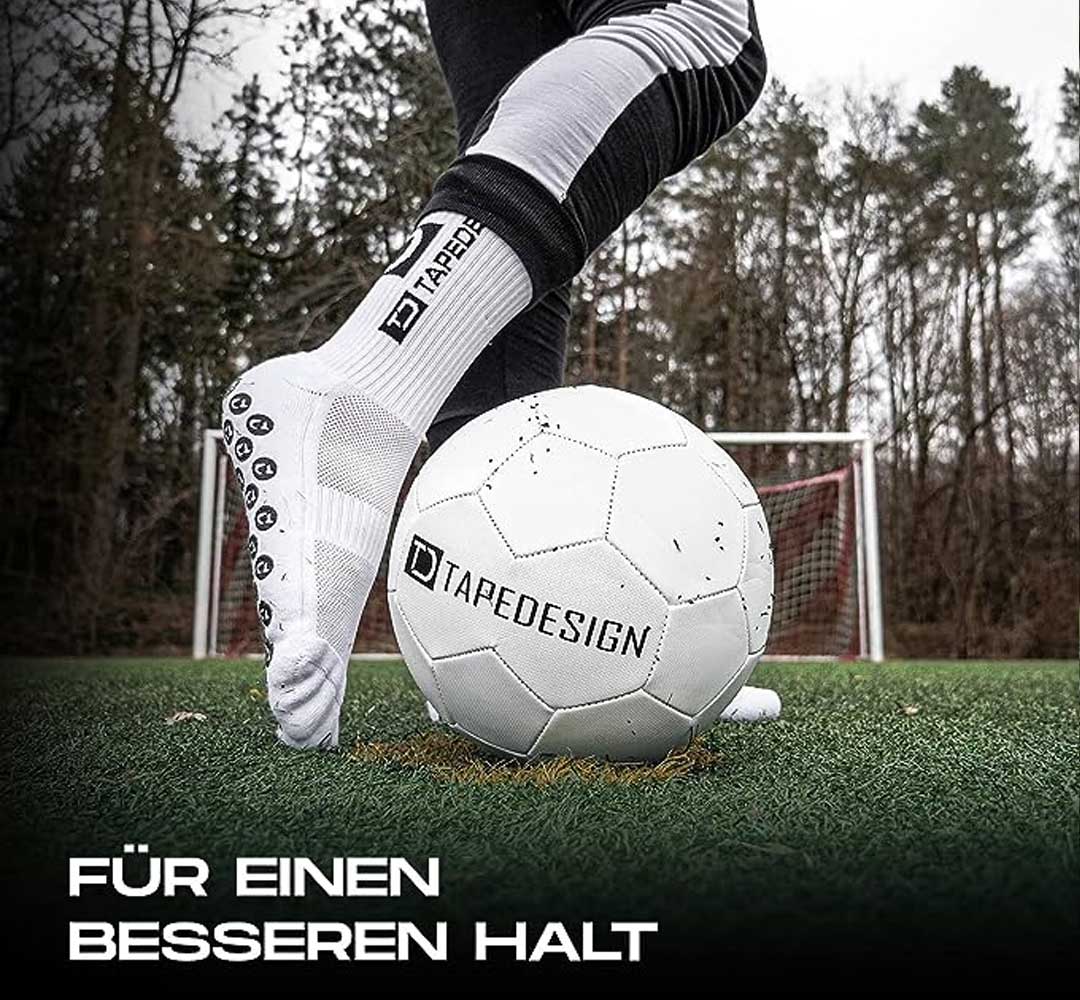 Tapedesign Socken Weiss - Hochwertige rutschfeste Fussballsocken Gripsocken