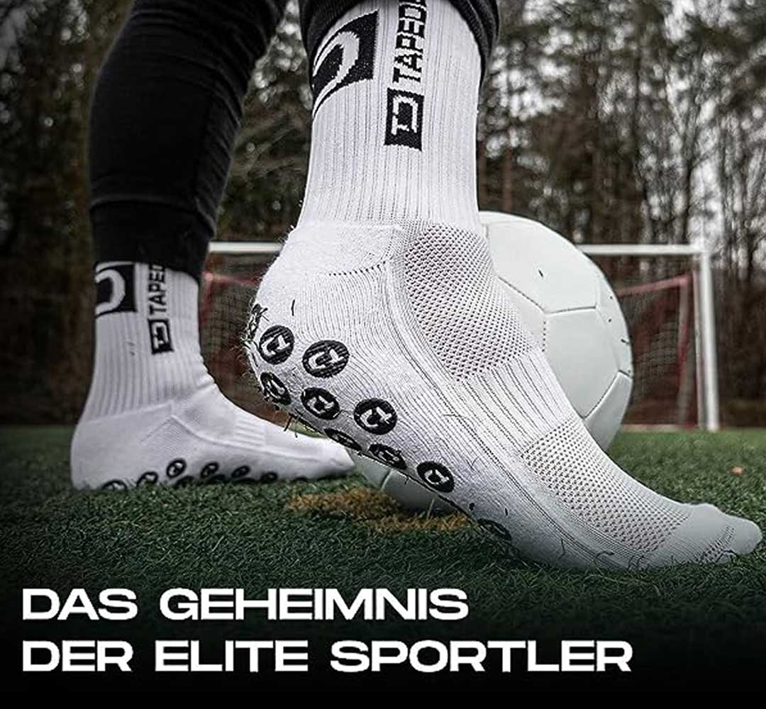 Tapedesign Socken Weiss - Hochwertige rutschfeste Fussballsocken Gripsocken