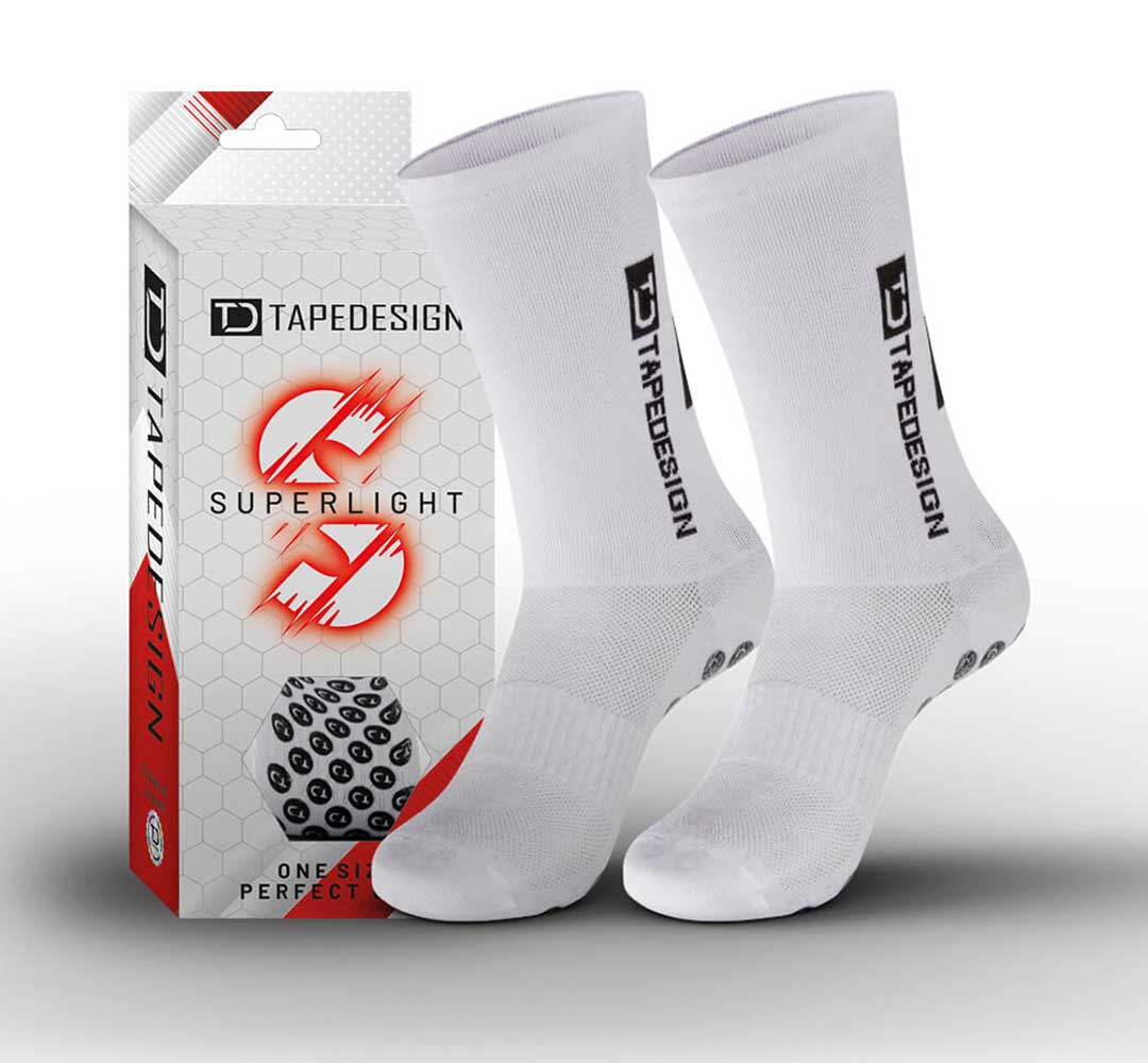 Tapedesign Superlight Socken Weiss Hochwertige rutschfeste Tapedesign Socken