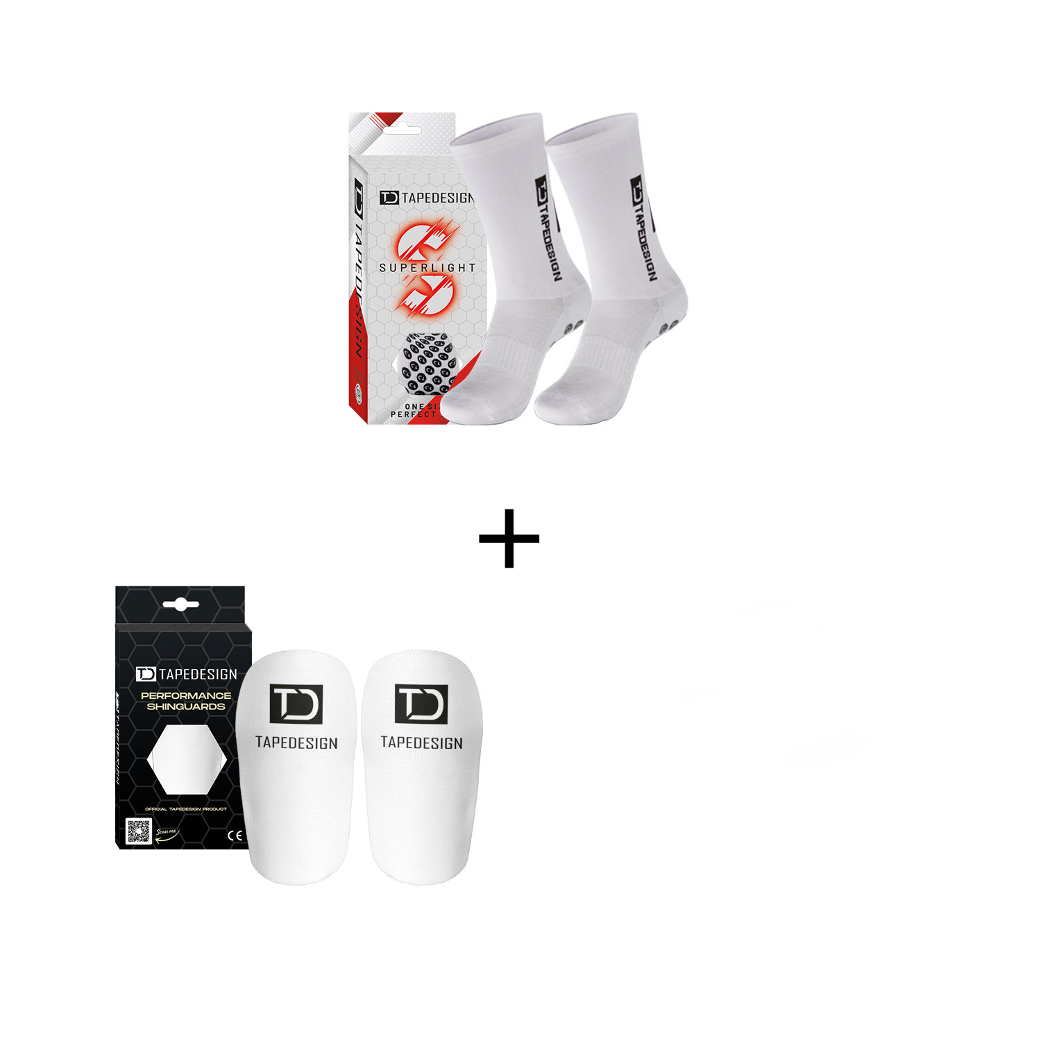 Combo von Superlight Tapedesign Socken und Tapedesign Schienbeinschoner