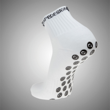 Tapedesign Short Socken Weiss - Hochwertige kurze rutschfeste Fussballsocken Gripsocken